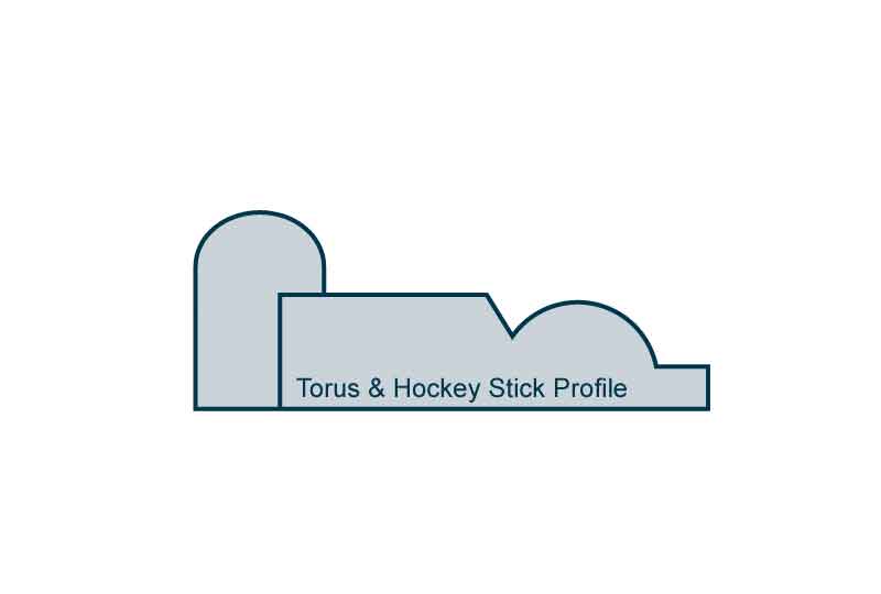 Profile View of 19 x 94mm Torus Architrave, inc. Hockey Stick