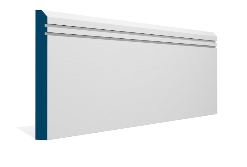19 x 169mm Bevelled Double Shaker Skirting (5x2.4m) - Style: Pre-Painted Wood - White