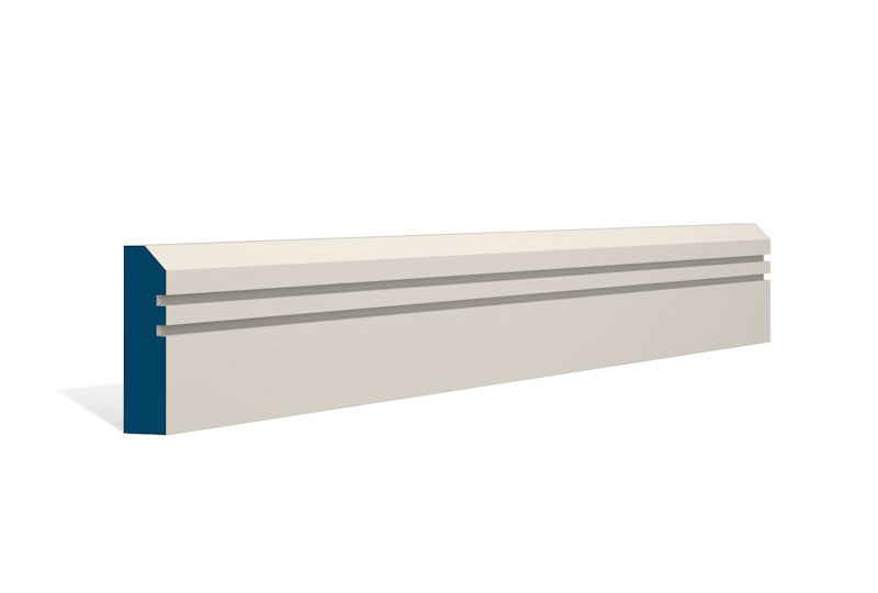19 x 69mm Bevelled Double Shaker Architrave or Skirting - Style: Pre-Painted Wood - Ivory