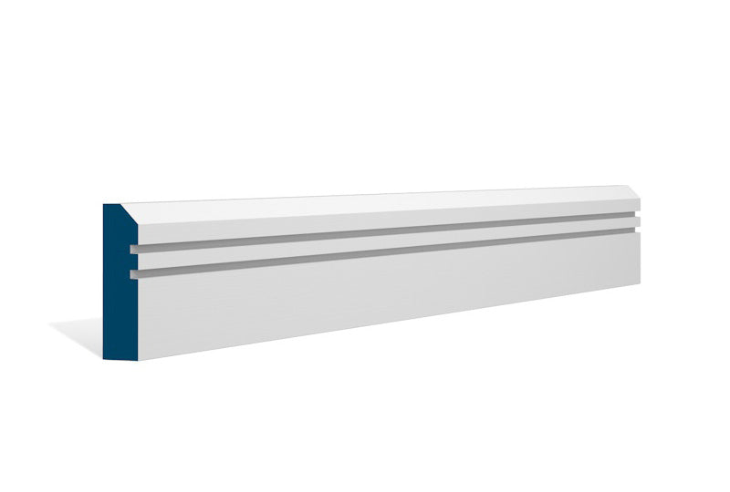 19 x 69mm Bevelled Double Shaker Architrave or Skirting - Style: Pre-Painted Wood - White