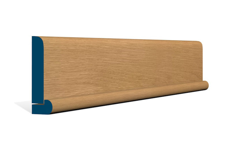 19 x 94mm Pre-Varnished Solid White Oak Bullnose Architrave, inc. Hockey Stick