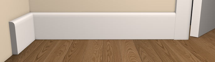 Contemporary Style Architrave and Skirting - Pre-Primed/Pre-Painted Wood shown fitted to a wall