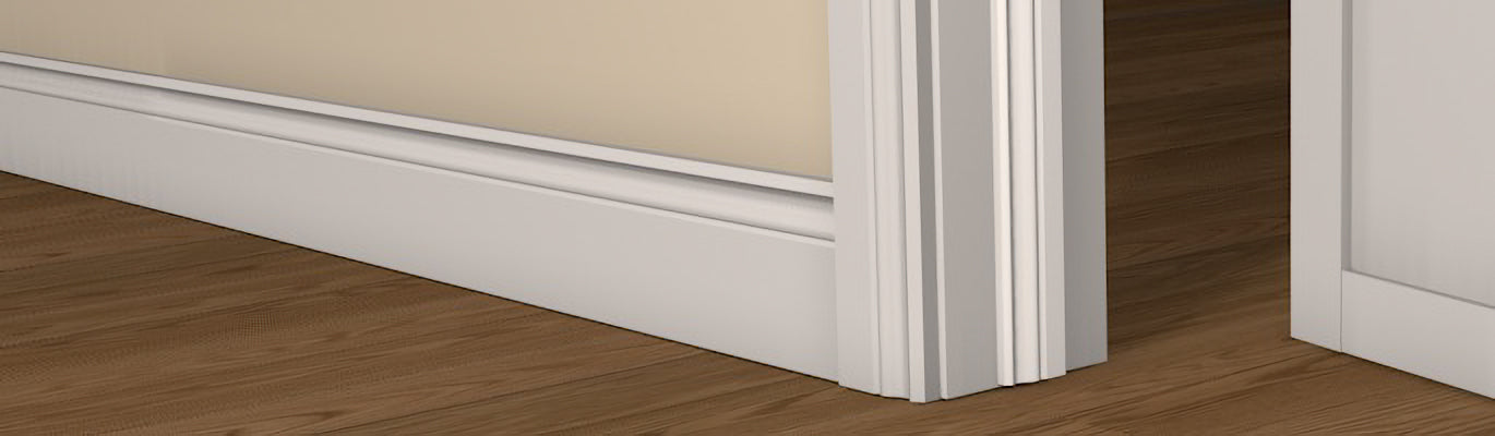Pre-Primed Wood Ogee-Profile Door Stop shown fitted to a door frame