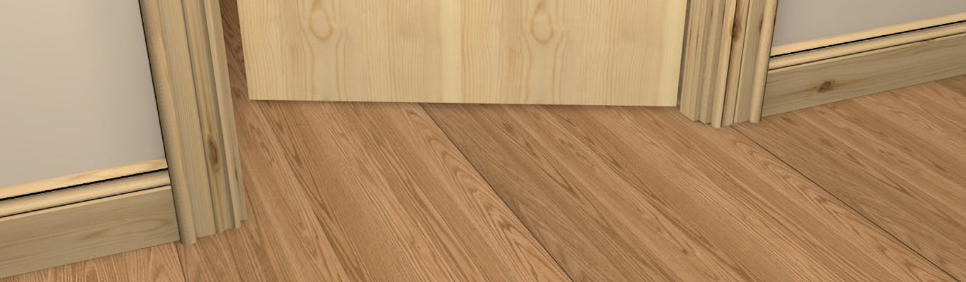 Pre-Varnished Redwood Hockey Stick shown fitted, complementing the architrave and skirting board