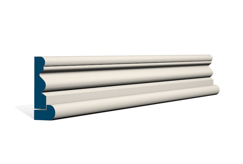 19 x 69mm Portmore Architrave, inc. Hockey Stick - Style: Pre-Painted Wood - Ivory