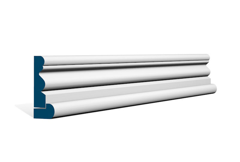 19 x 69mm Portmore Architrave, inc. Hockey Stick - Style: Pre-Painted Wood - White