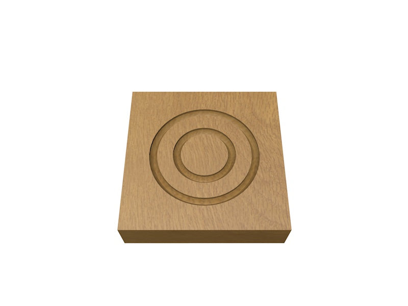 30 x 106mm Pre-Varnished Solid White Oak Corner Blocks - Double Circle