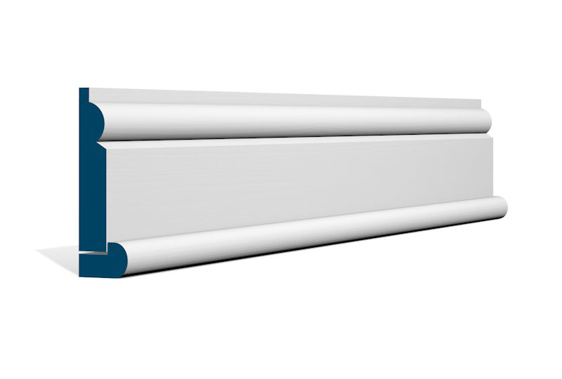 19 x 94mm Torus Architrave, inc. Hockey Stick - Style: Pre-Painted Wood - White