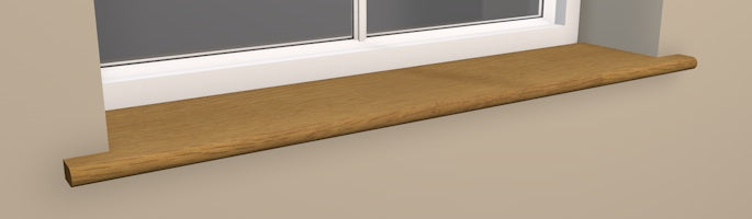 Pre-Varnished Solid Oak Window Board shown fitted at the base of a window