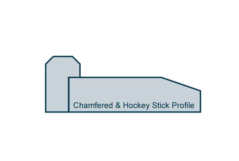 Profile View of 19 x 69mm Chamfered Architrave, inc. Hockey Stick