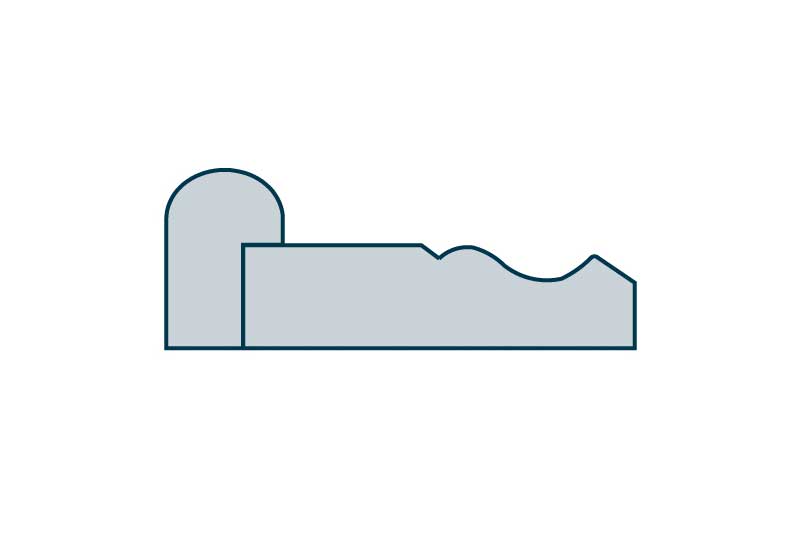 Profile View of 19 x 69mm Ogee Architrave, inc. Hockey Stick