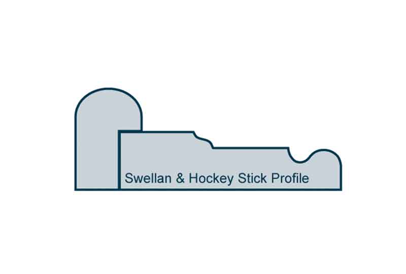 Profile View of 19 x 69mm Swellan Architrave, inc. Hockey Stick