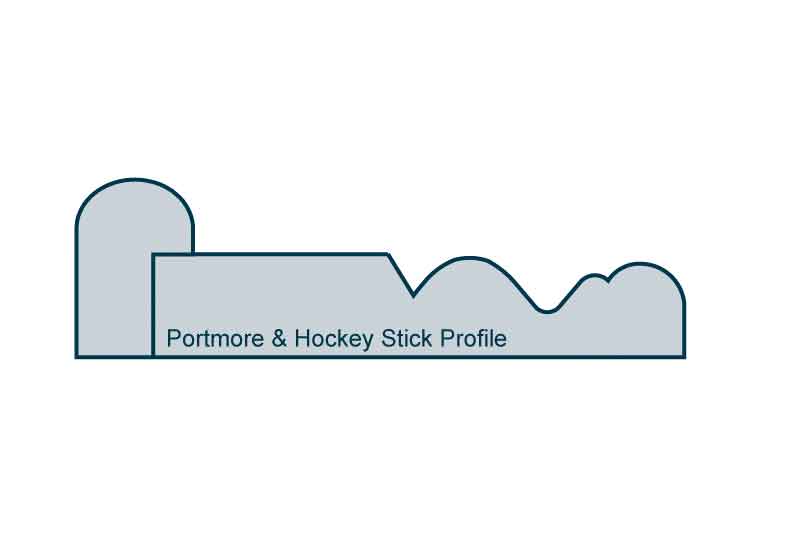 Profile View of 19 x 94mm Portmore Architrave, inc. Hockey Stick