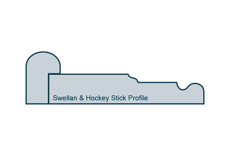 Profile View of 19 x 94mm Swellan Architrave, inc. Hockey Stick