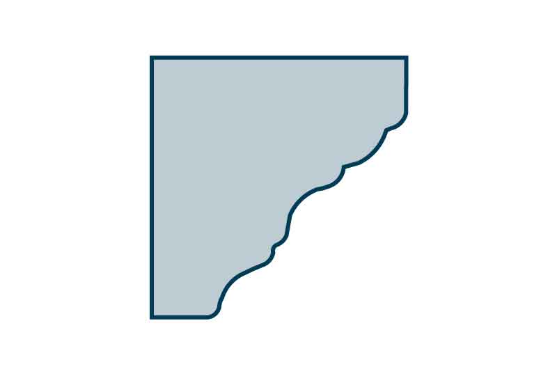 Profile View of 44 x 44mm Moulded Coving