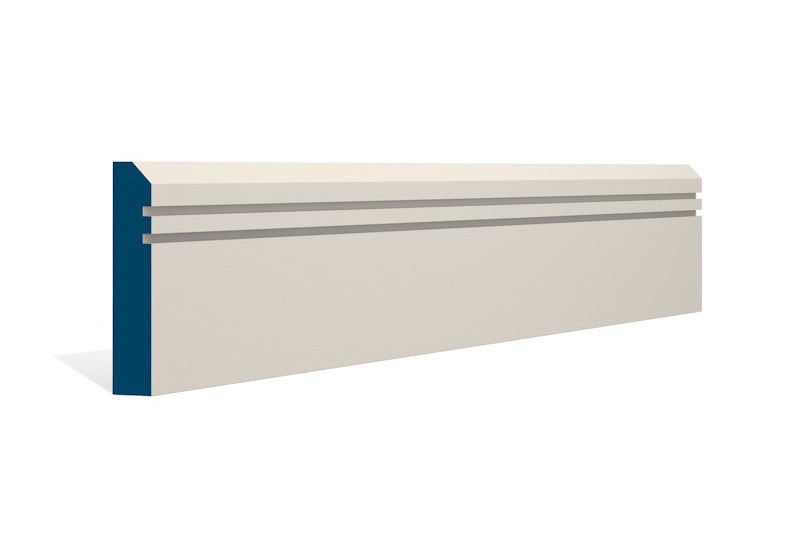 19 x 94mm Bevelled Double Shaker Architrave or Skirting - Style: Pre-Painted Wood - Ivory