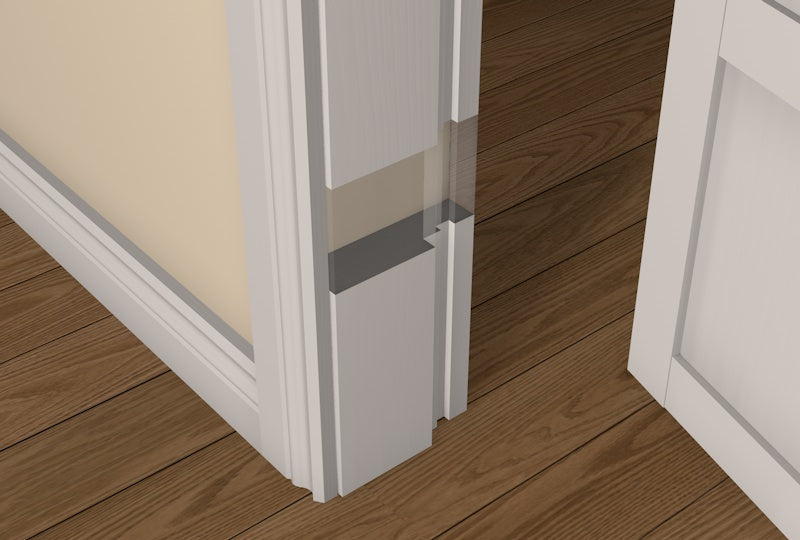 Close-up of the CUSTOM PACK - 40mm Pre-Primed 30 Minute Fire REBATED Door Frame, featuring pre-varnished solid white oak for quick installation.