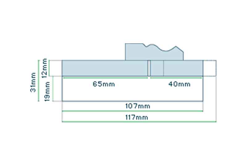 Profile View of 31mm Pre-Varnished Solid White Oak FACED Door Liner (inc OGEE Door Stop)