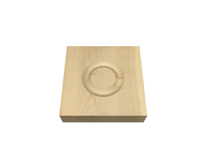 30 x 82mm Pre-Varnished Redwood Corner Blocks - Single Circle