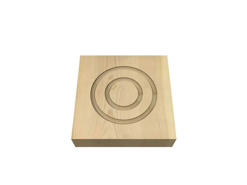 30 x 82mm Pre-Varnished Redwood Corner Blocks - Double Circle